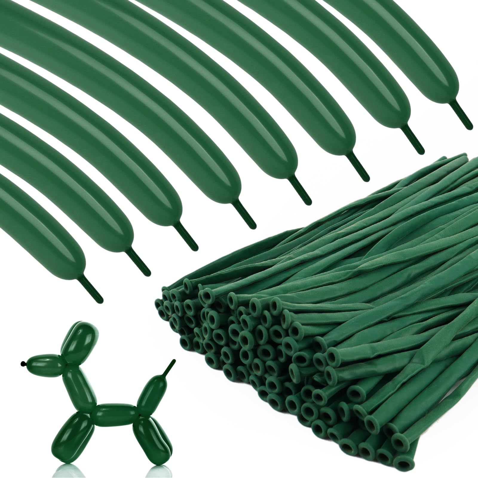 Photo 1 of 100Pcs 260 Dark Green Latex Twisting Balloons for Animal Modeling