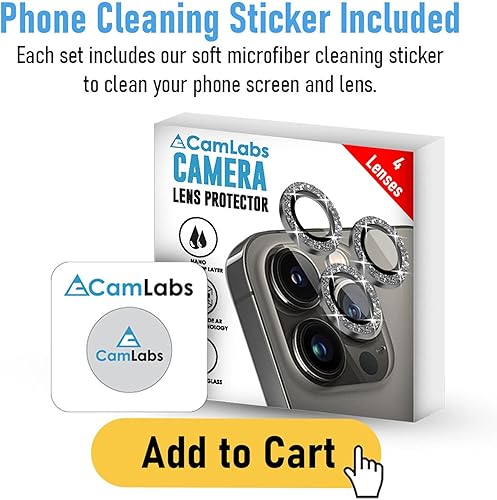 Miniatura 8 de 3+1 Protector de lente de cámara CamLabs iPhone 13 Pro y iPhone 13 Pro Max  Juego de 4 piezas antiarañazos, vidrio templado de dureza 9H, compatible