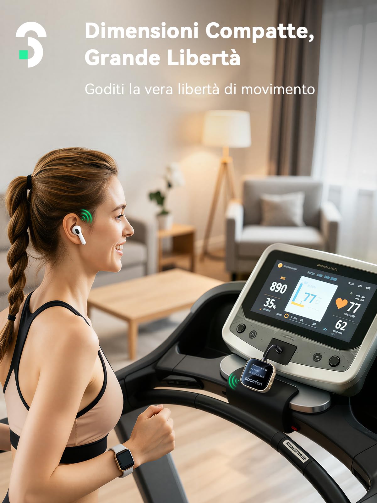SOOMFON 2 in 1 aptX Trasmettitore Ricevitore Bluetooth Adattatore Bluetooth | Trasmettitore Bluetooth Jack 3.5mm Adattatore Bluetooth per TV Aereo Auto Impianto Stereo Ricevitore a 23 Ore di Autonomia