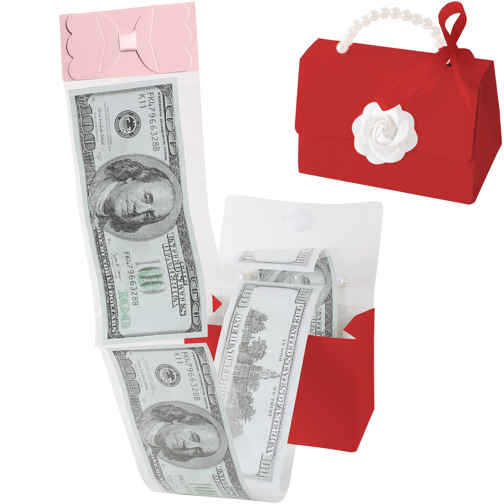 Tirelire pour espèces mini sacs à main roses avec sacs transparents