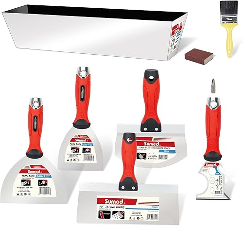 Kit de herramientas de mano para paneles de yeso, juego de cuchillos de masilla de acero inoxidable, incluye cuchillo de cinta, cuchillo de cinta,