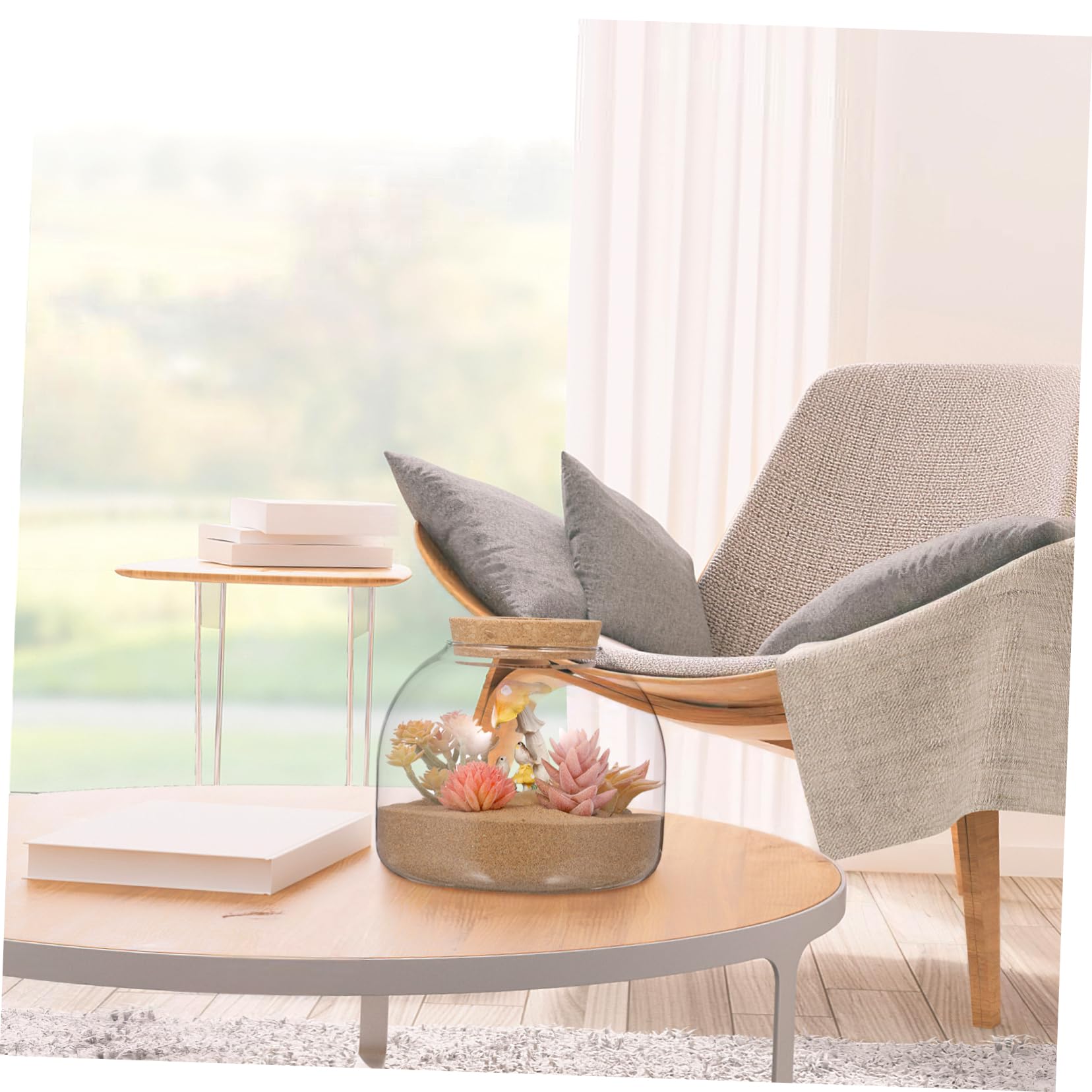 DOITOOL Glas Terrarium Pflanzgefäß für Sukkulenten und Moos Rundes Hydroponisches Kleiner Terrarium mit Korkverschluss Dekoratives Glasgefäß für Zimmerpflanzen und Selbstgemacht