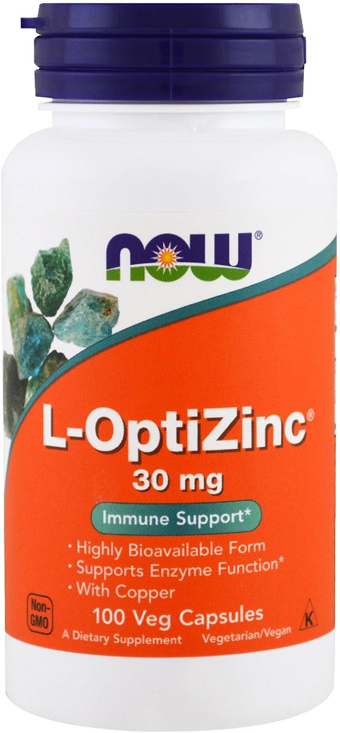 NOW Opti L-zinc, 30mg, 100 Capsules (Pack of 3)