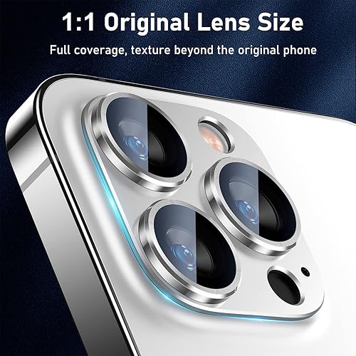 Miniatura 6 de UniqueMe for iPhone 13 ProiPhone 13 Pro Max Camera Lens Protector, Strong Drop Protection Not Easy to Fall-off Metal Ring Tempered Glass Rear Camera
