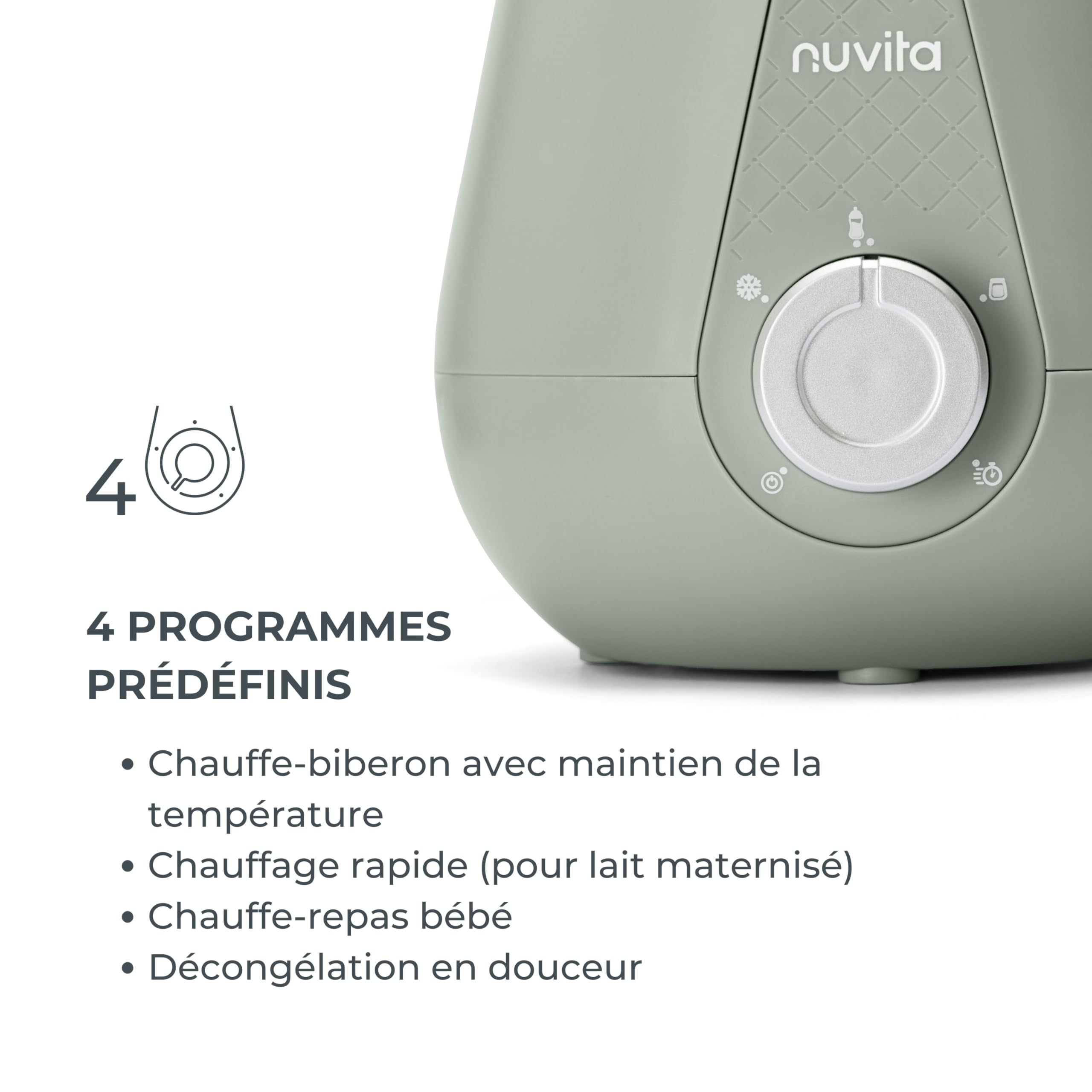 Nuvita 1165 | Chauffe Biberon Voiture et Maison | Chauffe Biberon Portable |Préparateur Biberon | Chauffe Biberon et Repas | Preparateur Biberon Automatique | Lait Maternel - Sage Green