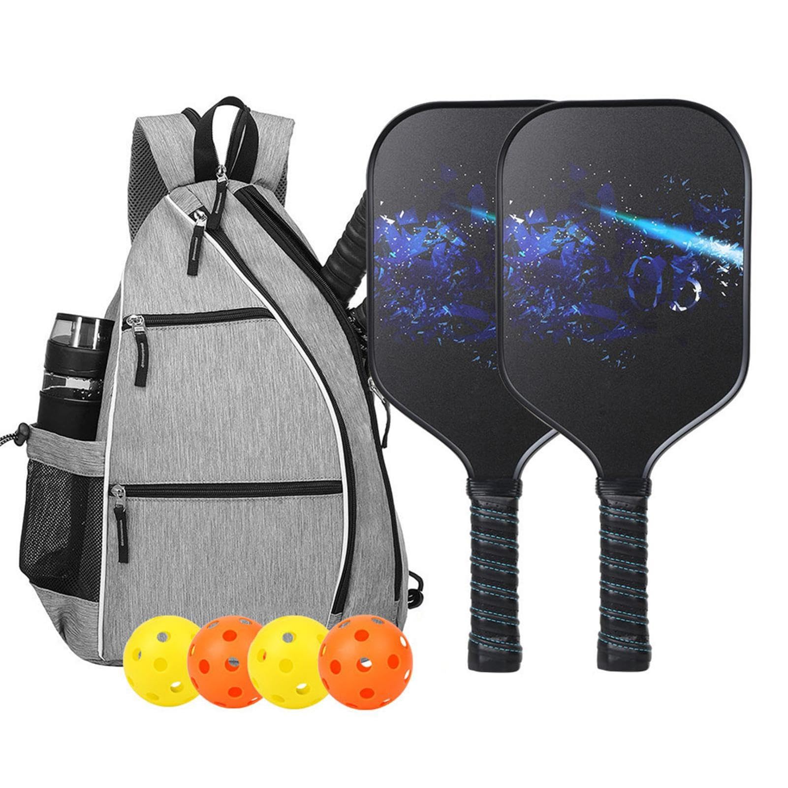 Racchetta da pickleball, set di racchette in fibra di vetro per principianti, leggera e portatile, con palline, attrezzatura per pickleball in fibra di vetro, per interni ed esterni
