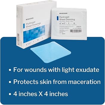 McKesson Hydrogel Sheet Dressing, Sterile, 4 x 4 in, 10 ct | Hydrogel Wound Dressing,Hydrogel,Sterile,4 X 4 Inch,Sheet