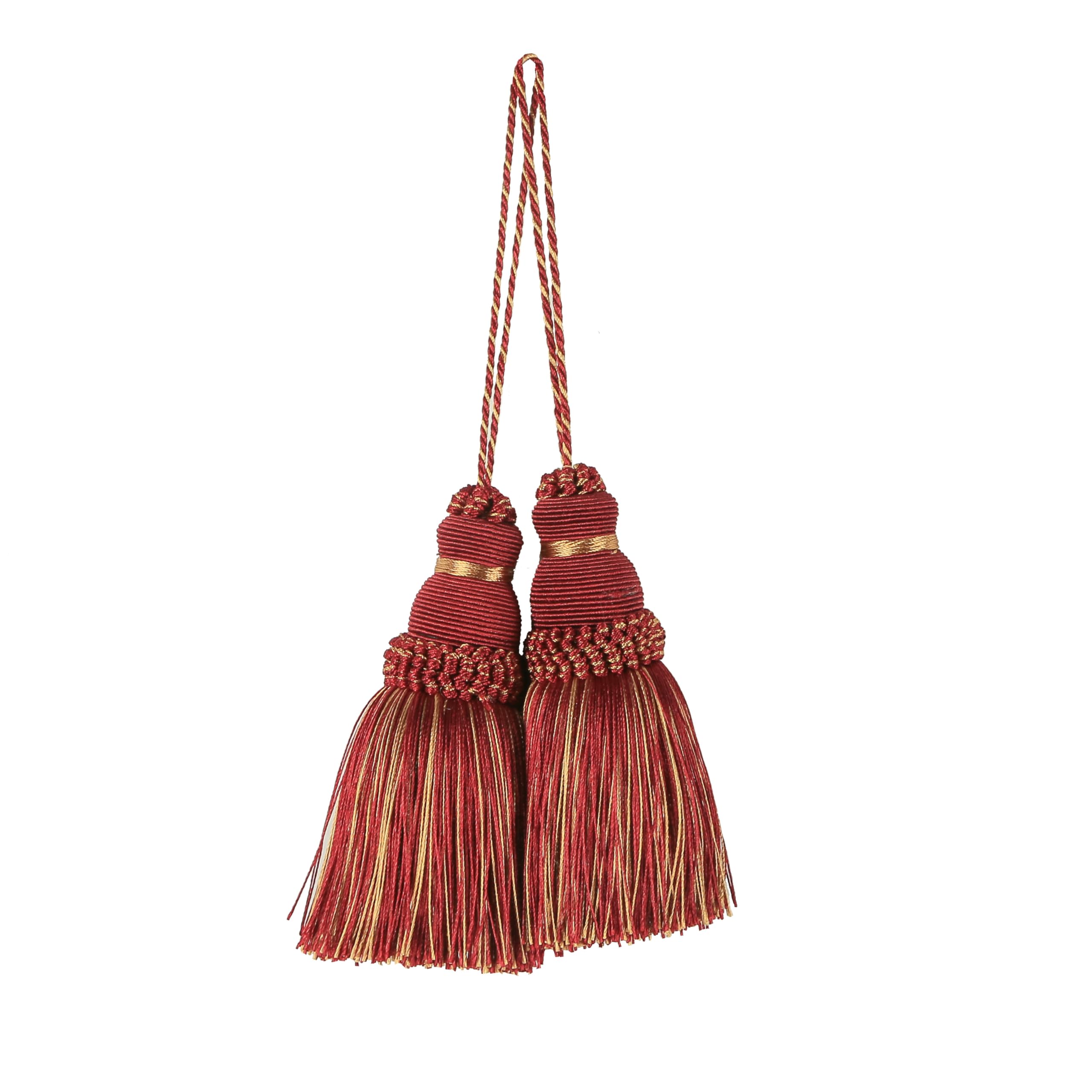 BEL AVENIR Tassel Key Tassel with Loops Handmade Craft Charms DIY Accessories Elegant Soft Making Curtain Home Decoration (Mix Red, 2 pcs)