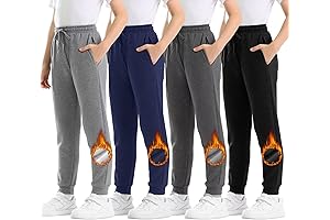 4 Pcs Soft Athletic Fleece Sweatpants for Boys 10-12