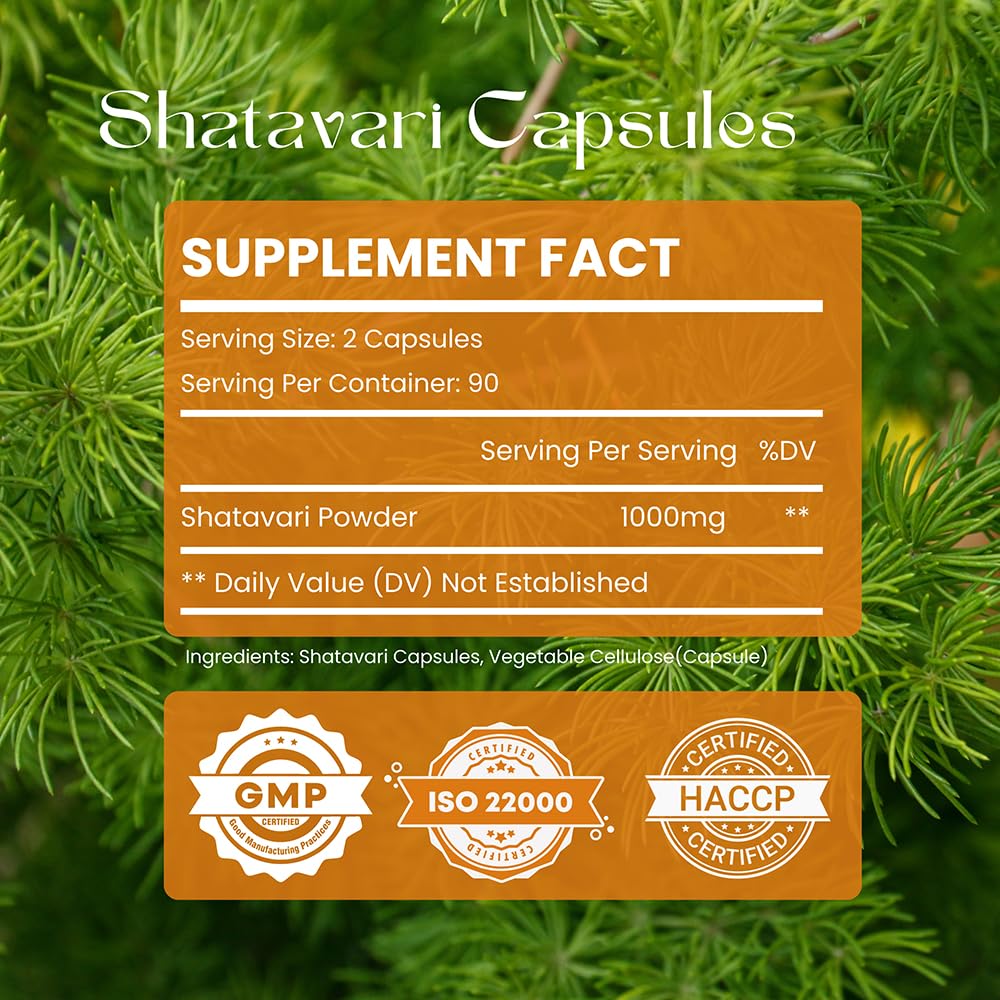 Shatavari capsules for Women | Shatavari Herbal Supplement | (90 Capsules) Non-GMO, Gluten Free, 1000mg, 90 Vegan Caps — Amazon image 2