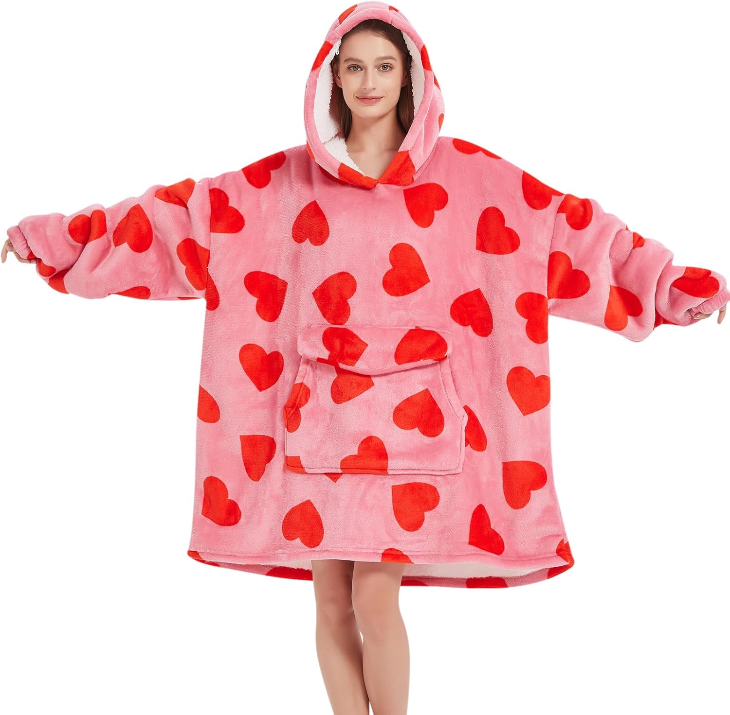 Fiosnow Love Blanket Hoodies for Women and Men Adult Oversize Wearable Blanket Hoodies for Soft and Warm