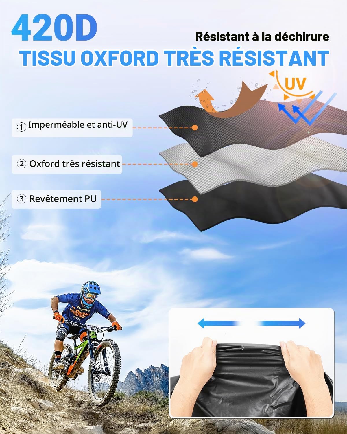 SUPAREE Housse Velo Exterieur Protection Housse de Vélo Transport Bache Protection 3 Velos 420D Impermeable Feux Arrière Visibles pour Voiture Voyages