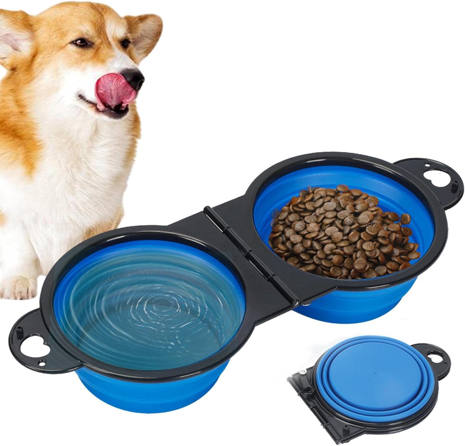 Faltbarer Hundenapf 400ml - 2in1 Silikon Reisenapf Mit Deckel Für Hund & Katze