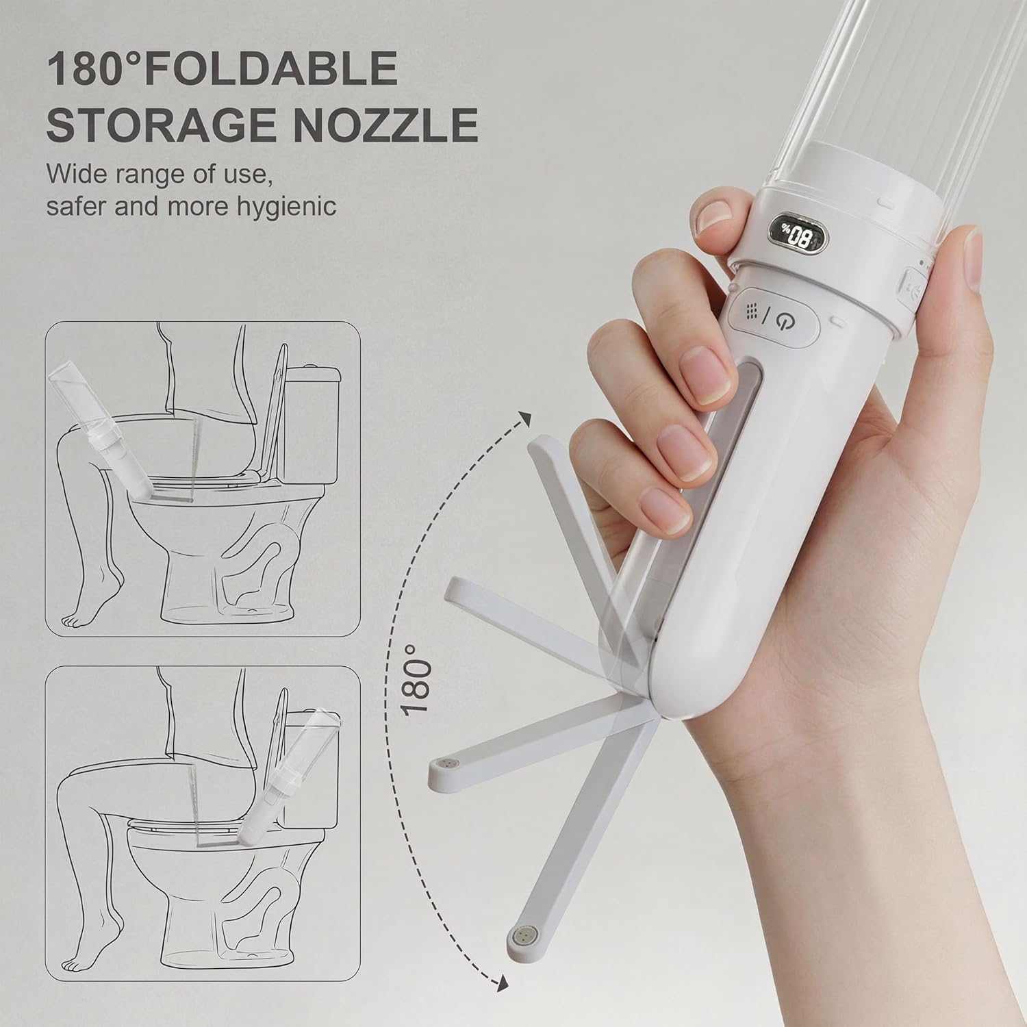 Upgraded Electric Peri Bottle – Portable Bidet for Women Postpartum Care & Travel | Rechargeable Feminine Washer with 3 Modes - Intimate Hygiene Care (White)