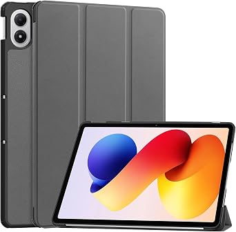 For Redmi Pad 2 Pro / Xiaomi POCO Pad M1 Case 12.1 Inch with Stand Function Open Trifold Slim Stand Case PU Leather Cover Gray