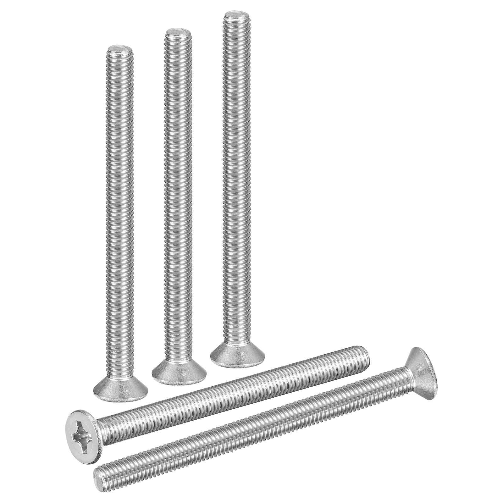DTGN M8-1.25x100 Flat Head Countersunk Machine Screws - 5pcs - Good for Furniture and Machinery - 304 Stainless Steel Phillips Machine Screws Bolts - Silver — image 1