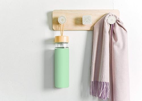 Miniatura 7 de Botella de agua de vidrio de borosilicato de 20 onzas con tapa de bambú y funda de silicona, reutilizable, sin BPA, botella de vidrio con tapas,