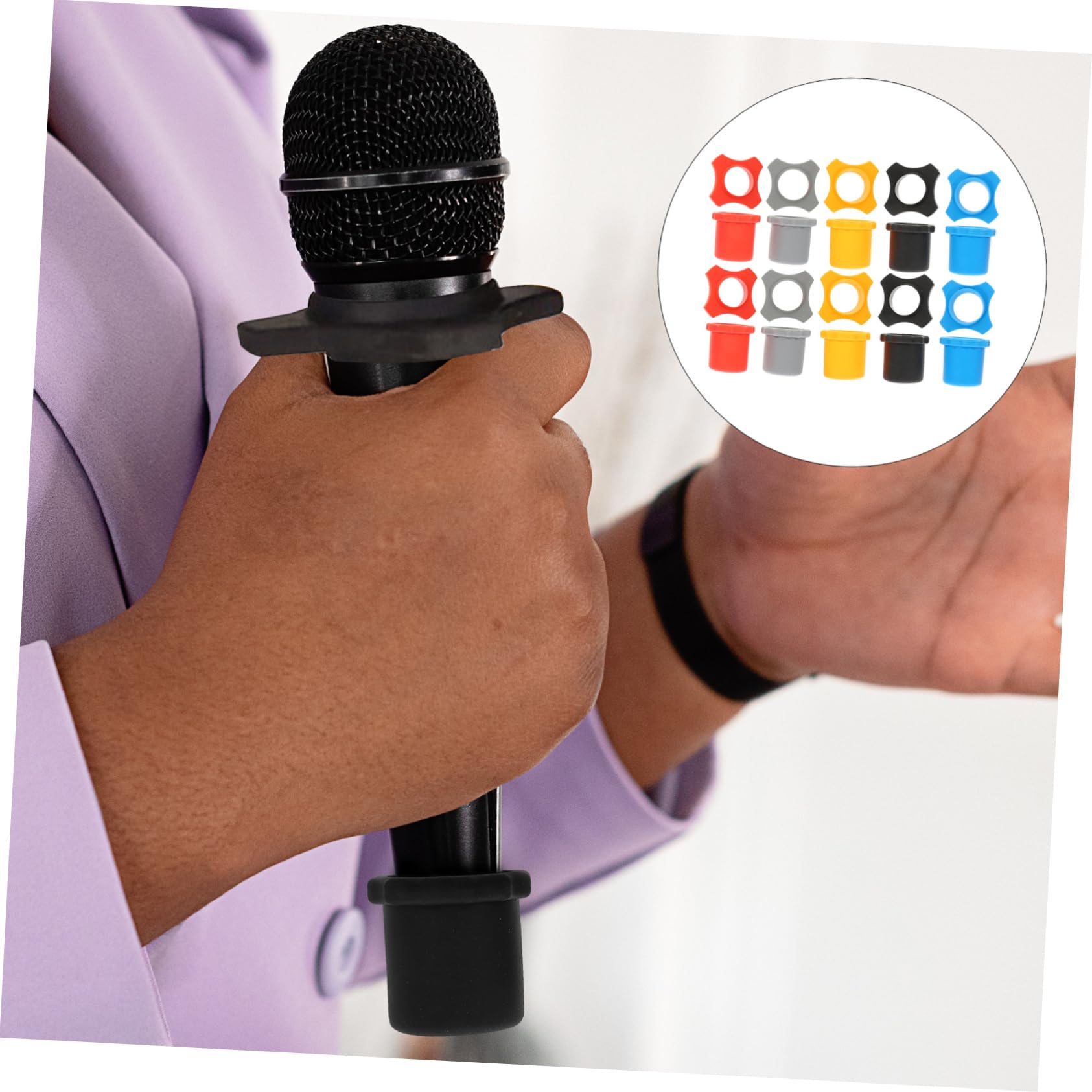 GALPADA 10 sets Ring Microphone Slip Sleeves for Ktv Karaoke Studio Use Durable Rubber Protection