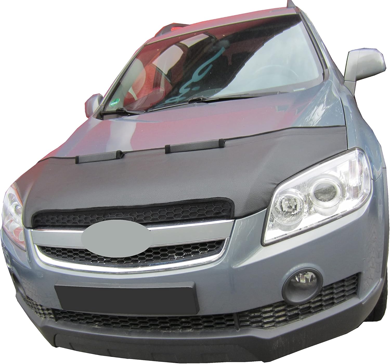 AB3-00142c Carbon Fiber Look Hood Bra Compatible with Chevrolet Captiva 2006-2010 Front End Nose Mask Bonnet Bra