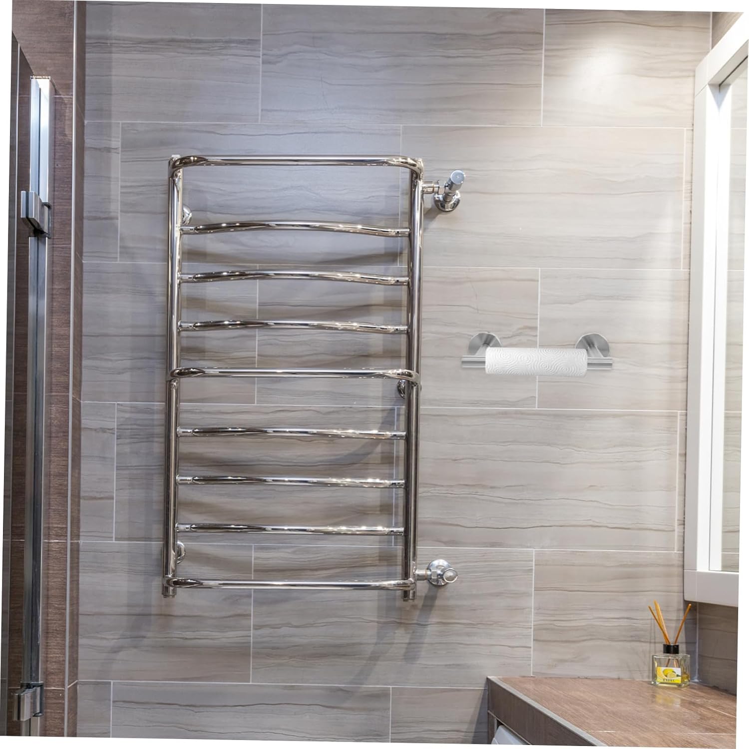 Holibanna Stainless Steel Wall-Mounted Toilet Paper Holder with Rotating Arm Effortless Installation Compact Space-Saving Design for Bathrooms and Kitchens