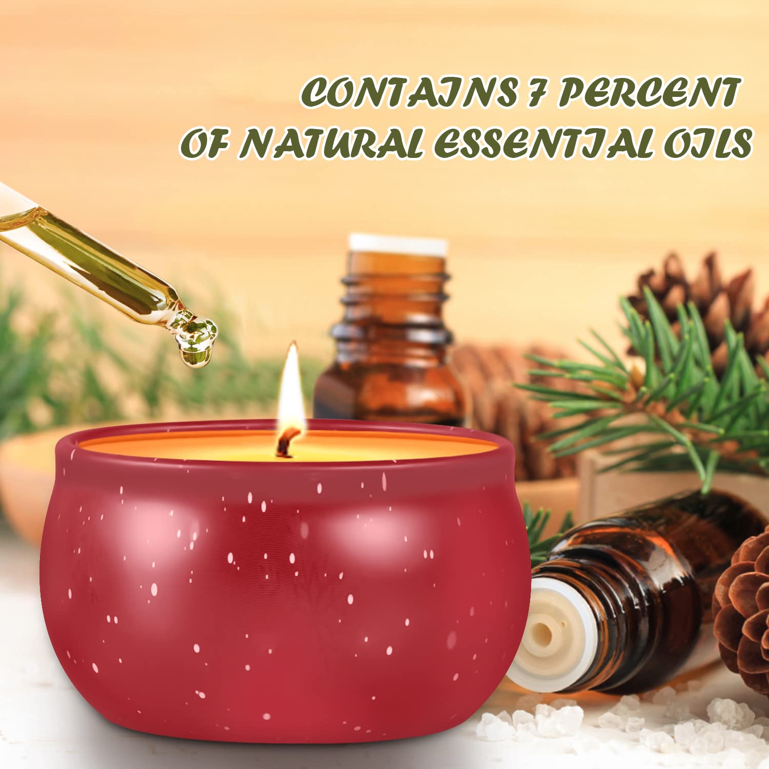 Melonsun Velas Aromaticas de Navidad, 6 pack Velas Perfumadas 200 horas de combustión, Cera de soja natural con aceites esenciales, Regalo para Mujeres, Navidad