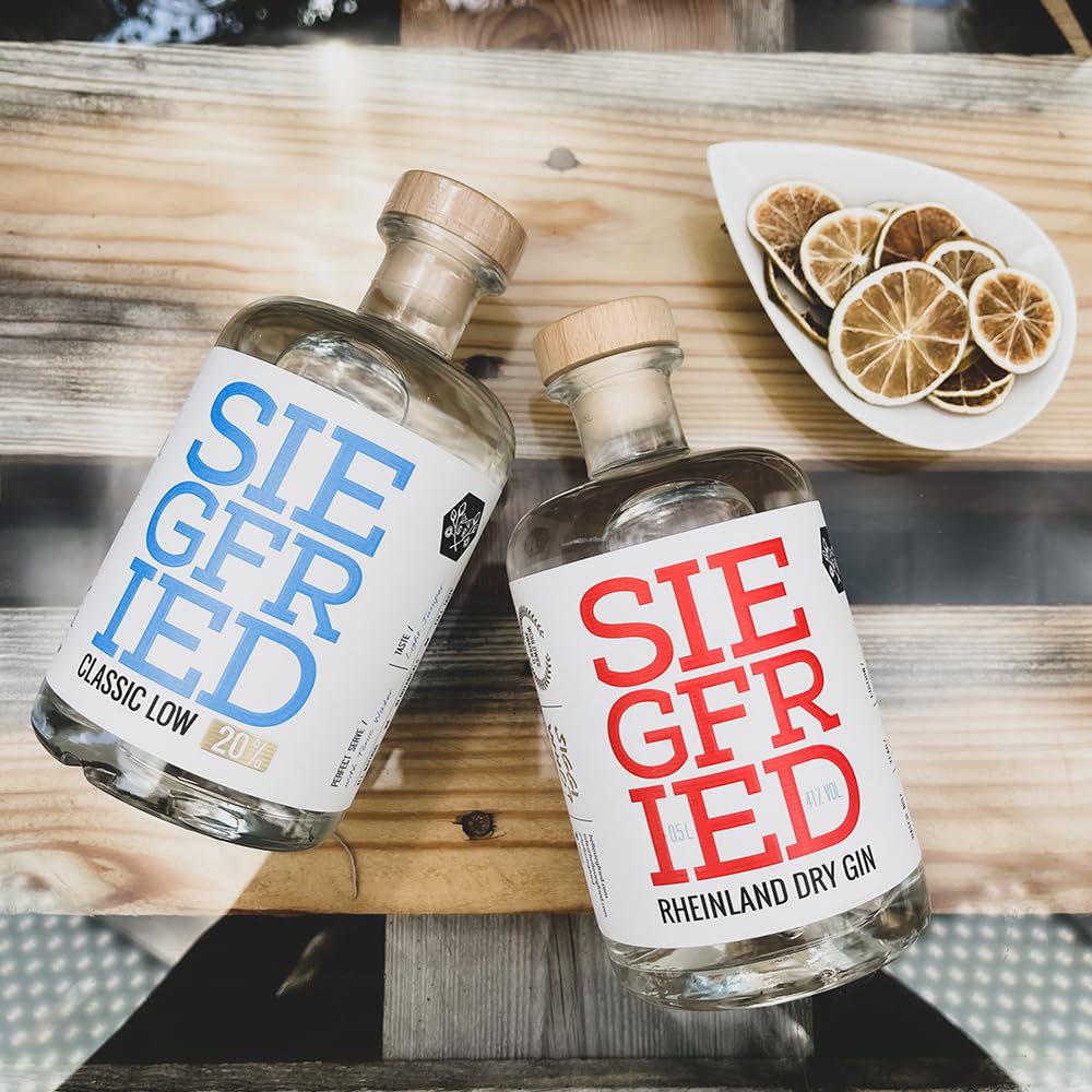 Siegfried Rheinland Dry Gin und Classic Low Set | Weltweit ausgezeichnet | Micro-batch Gin mit 18 Botanicals | 41%/20% | 2 x 500ML