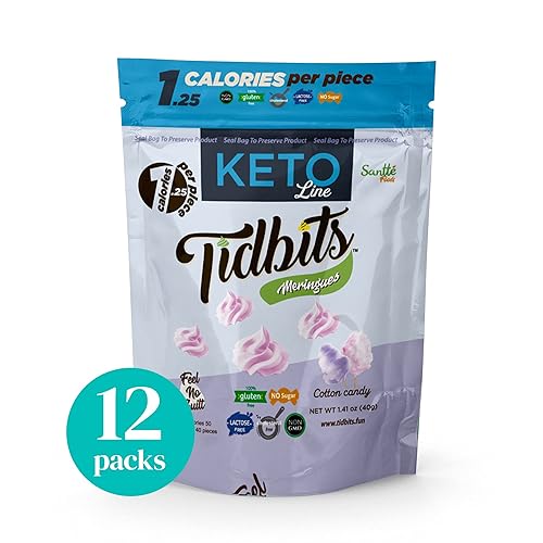 Miniatura 9 de TIDBITS FUN BITES Meringues - Paquete de 12 bocadillos saludables de algodón con sabor a azúcar, bajo en carbohidratos, bajo en calorías, sin