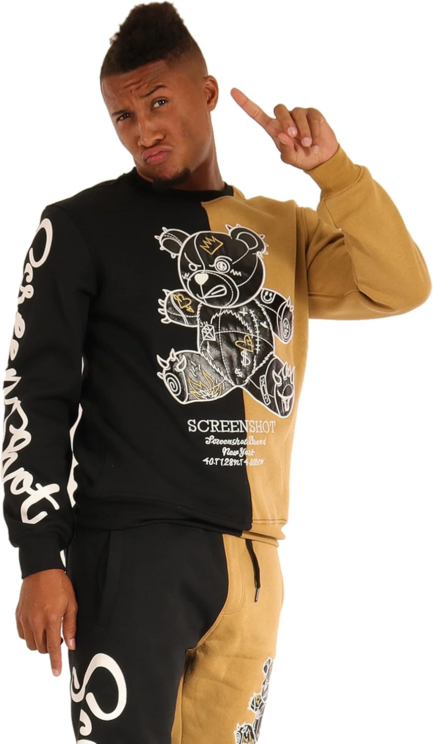 SCREENSHOT Mens Urban NYC Hip Hop Premium Fleece - Pullover Active Streetwear Fashion Crew Neck Sweatshirt - Image 2