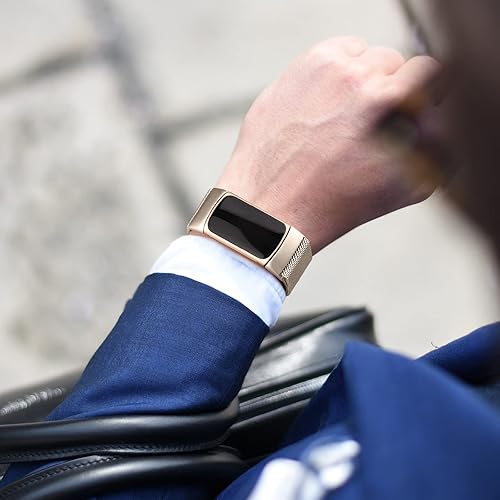 Miniatura 8 de Amzpas Banda magnética compatible con Fitbit Charge 6  Charge 5 bandas para mujeres y hombres, correa de repuesto de malla de acero inoxidable