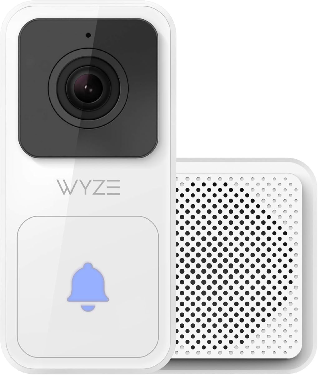 Wyze Video Doorbell (Chime Included), 1080p HD Video, 3:4 Aspect Ratio: 3:4 Head-to-Toe View, 2-Way Audio, Night Vision, Hardwired (Renewed)