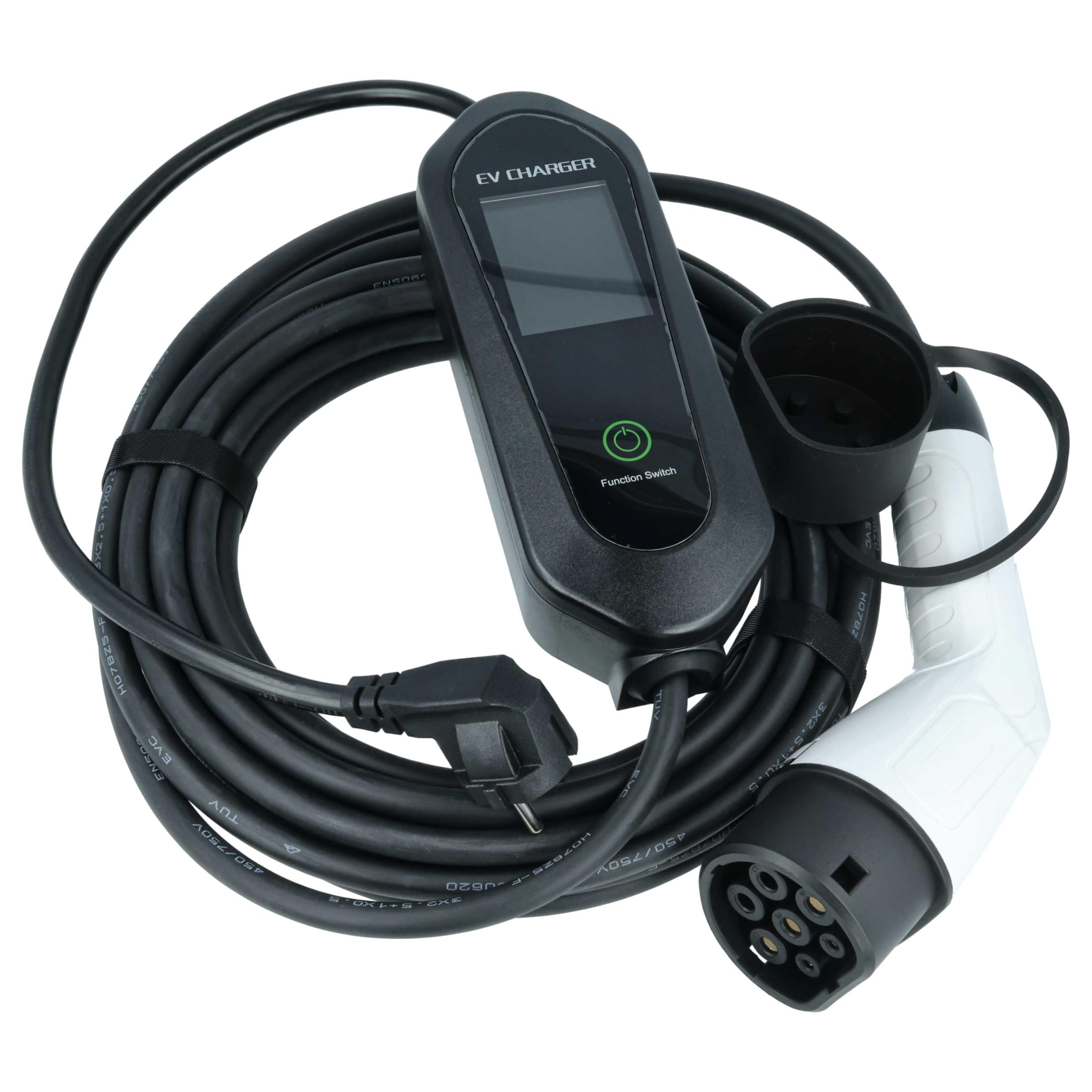 vhbw Kabel do ładowania typu 2 do typu F Kompatybilny z Fiat 600, E-Doblo Samochód elektryczny - Kabel połączeniowy, 1 faza, 16 A, 3,5 kW, 10 m