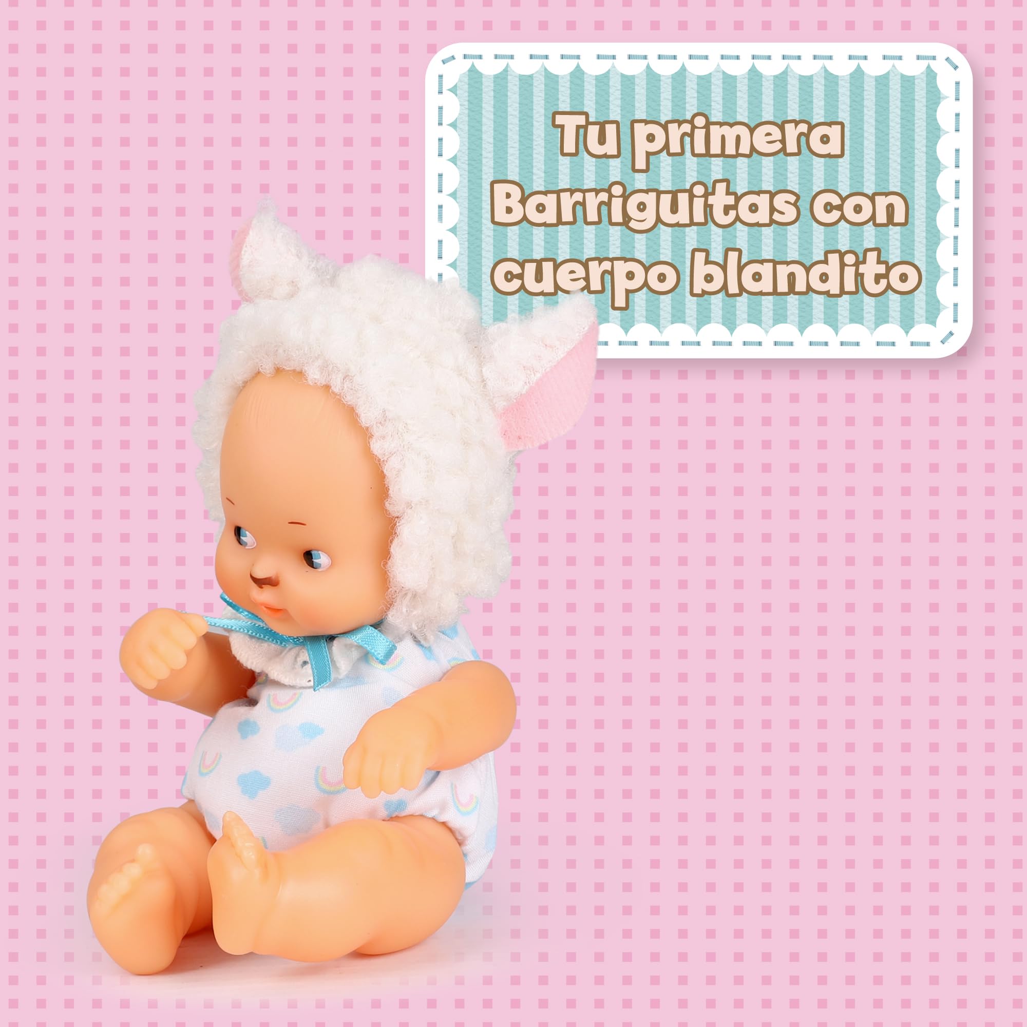 Barriguitas Solf Babies Mini-Babypuppe Als Schaf – Weicher Körper Mit Abnehmbarer Kapuze, Für Kinder Ab 2 Jahren