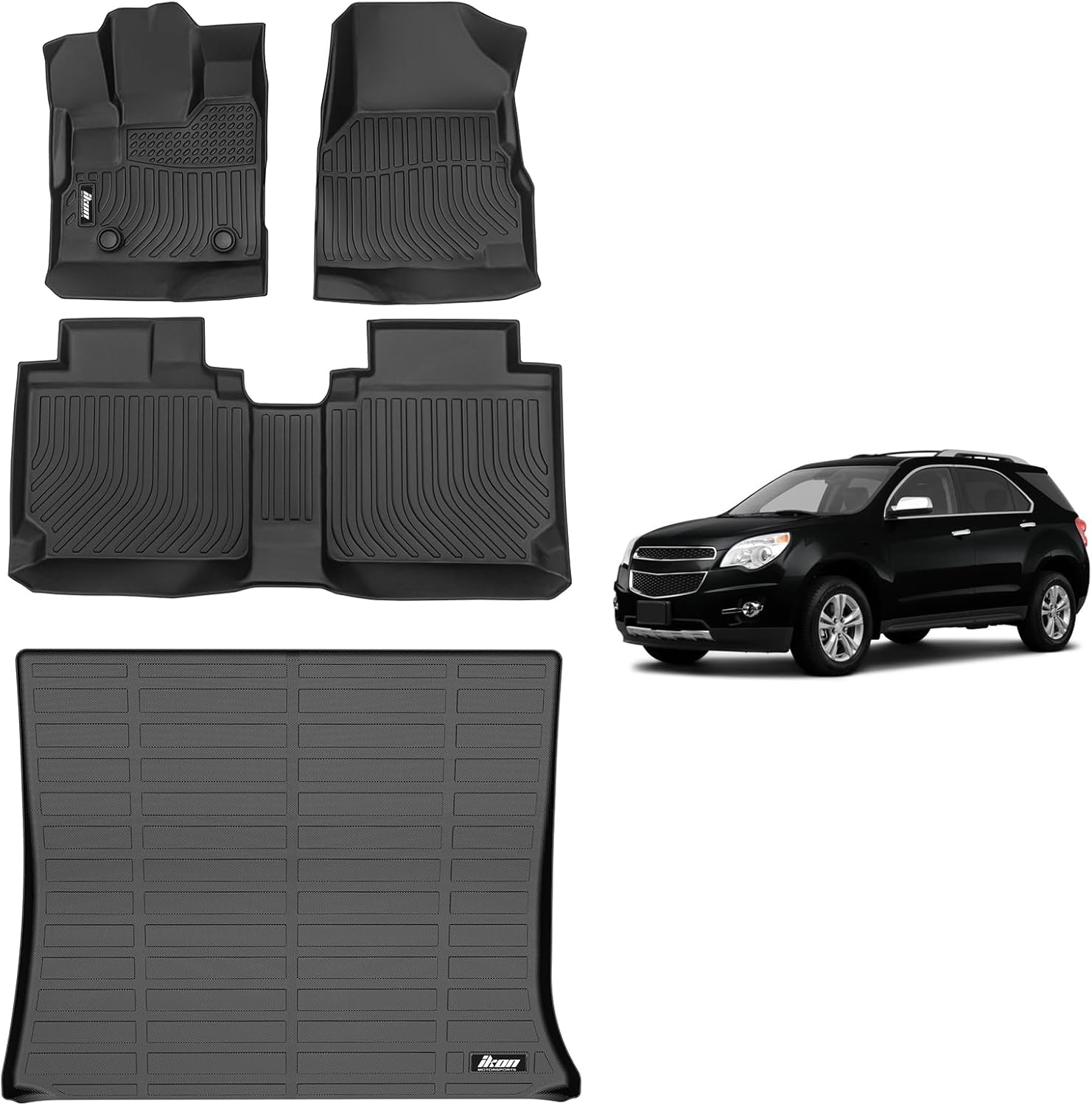 FREEMOTOR802® All Weather 3D TPE Car Floor Mats & Cargo Liner, Compatible with 2012-2017 Chevrolet Equinox & GMC Terrain, Custom Floor Carpets Trunk Mat Front Rear Protection Pad Black