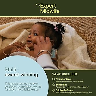 My Expert Midwife Newborn Baby Mega Mild Skin Saviours Kit, Clean Natural Ingredients, Suitable for Sensitive Skin + Fragrance Free, Set of 3 with Baby Nappy Cream, All Better Balm, Dribble Defence