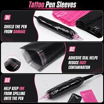 200Pcs Disposable Tattoo Pen Covers - Large Plastic Tattoo Machine Sleeves Bags for Cartridge Needles, Waterproof Tattoo Accessories & Supplies for Artists