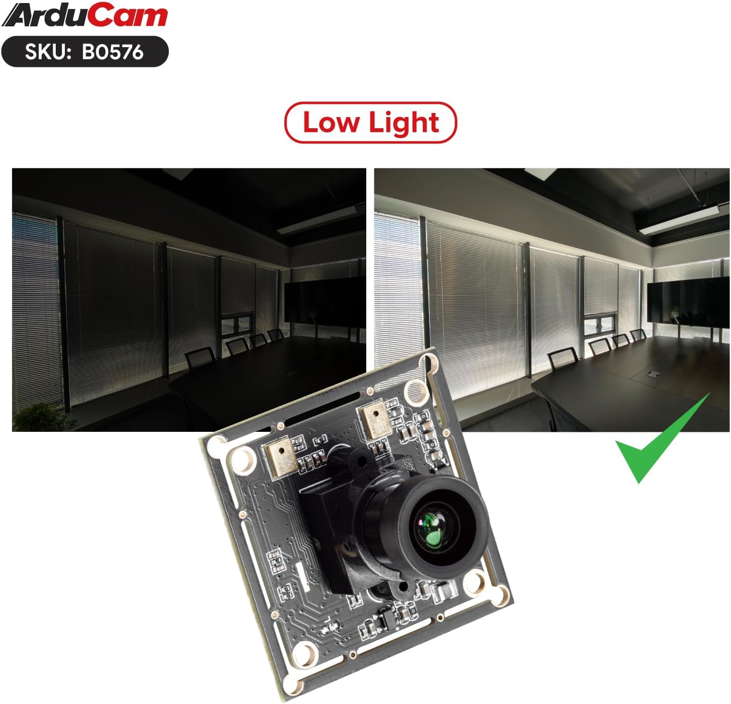 Arducam USB Camera Module, 2MP Lightburn Camera, IMX662 Ultra Low Light USB2.0 Webcam
