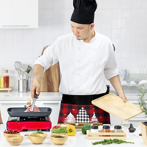 Miniatura 6 de Bencailor 4 delantales de camarera para camarera, medio delantal con bolsillos, delantales de camarera para restaurante