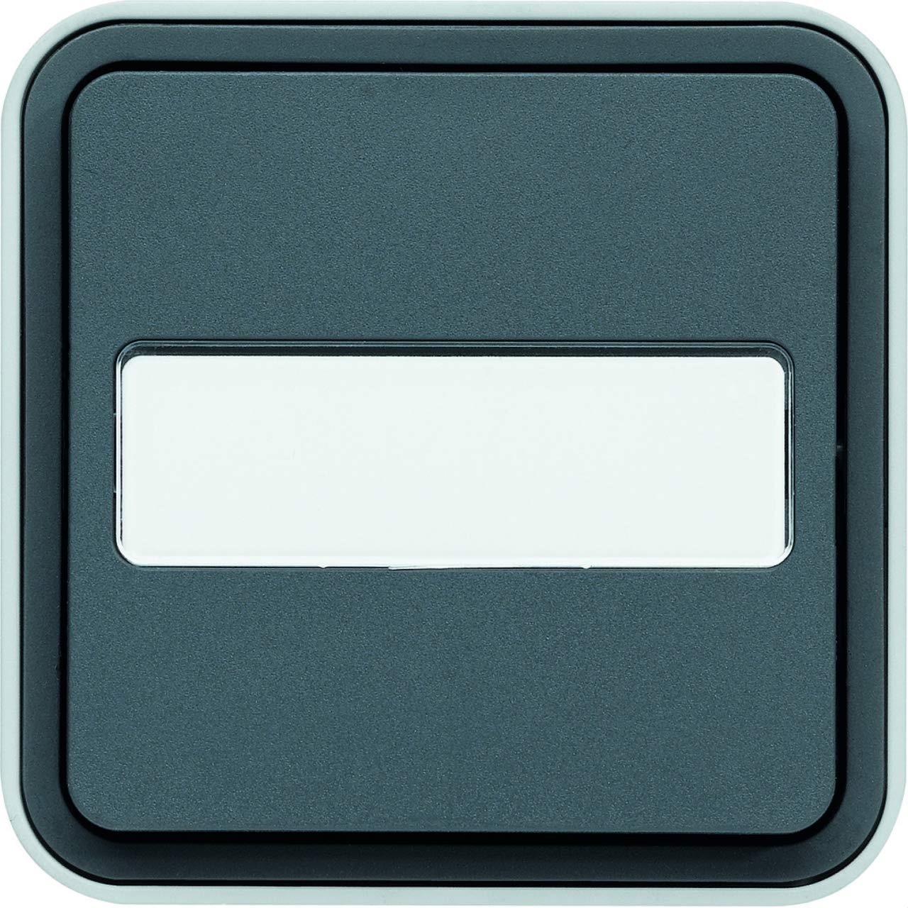 Bouton poussoir lumineux gris saillie porte-étiquette pour commande