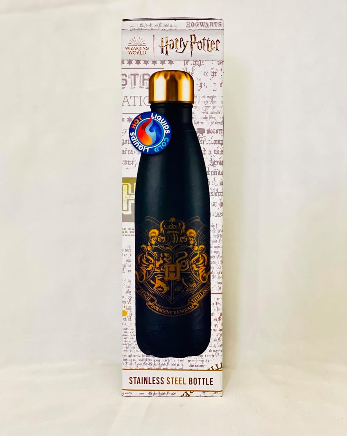 HARRY POTTER - Stainless Steel Bottle - Water Bottle - Gifts Accessory Bottles - Metal Water Bottles - 500ml - Black and Gold