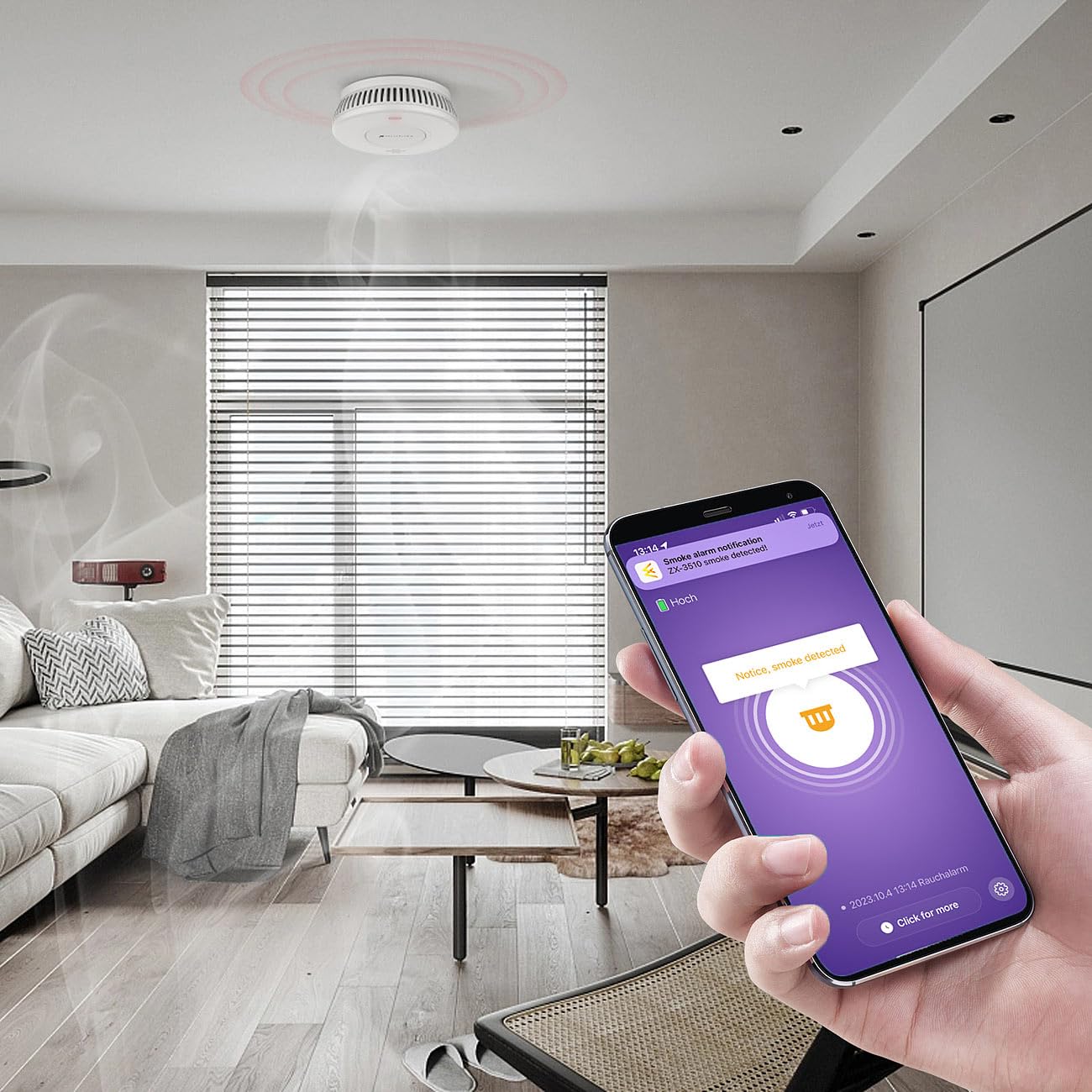 VisorTech rilevatori fumo.sets: set da 3 pezzi Rilevatore di fumi WLAN, batteria integrata di 10 anni, 85 dB (sensore fumo, rilevatore, pc)