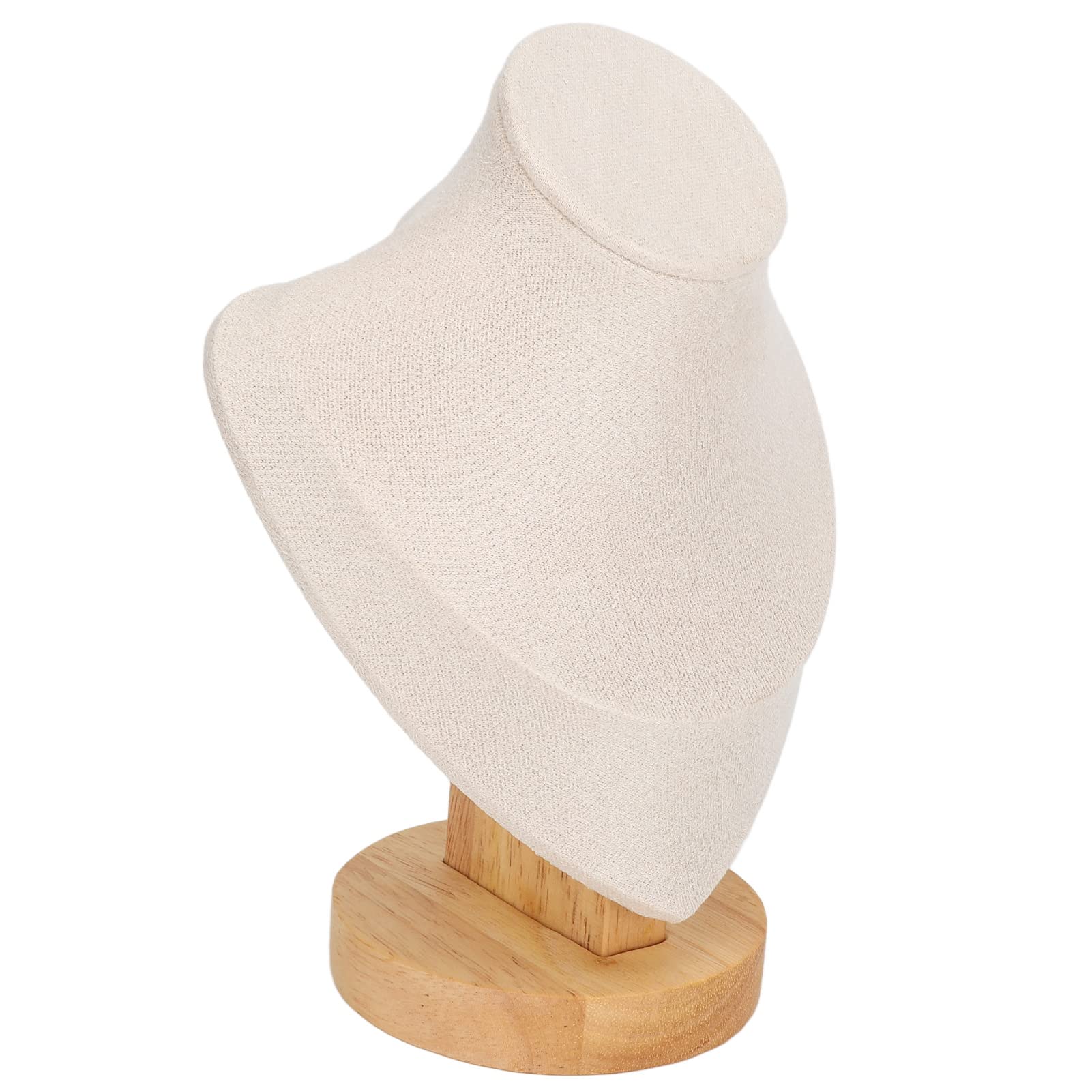 Présentoir de Collier de 6,9 ​​pouces, Chevalet de Bijoux en Flanelle, Présentoir de Chaîne de Collier, Présentoir de Buste, Support de Tour, Présentoir de Buste de Bijoux de Mannequin(beige)