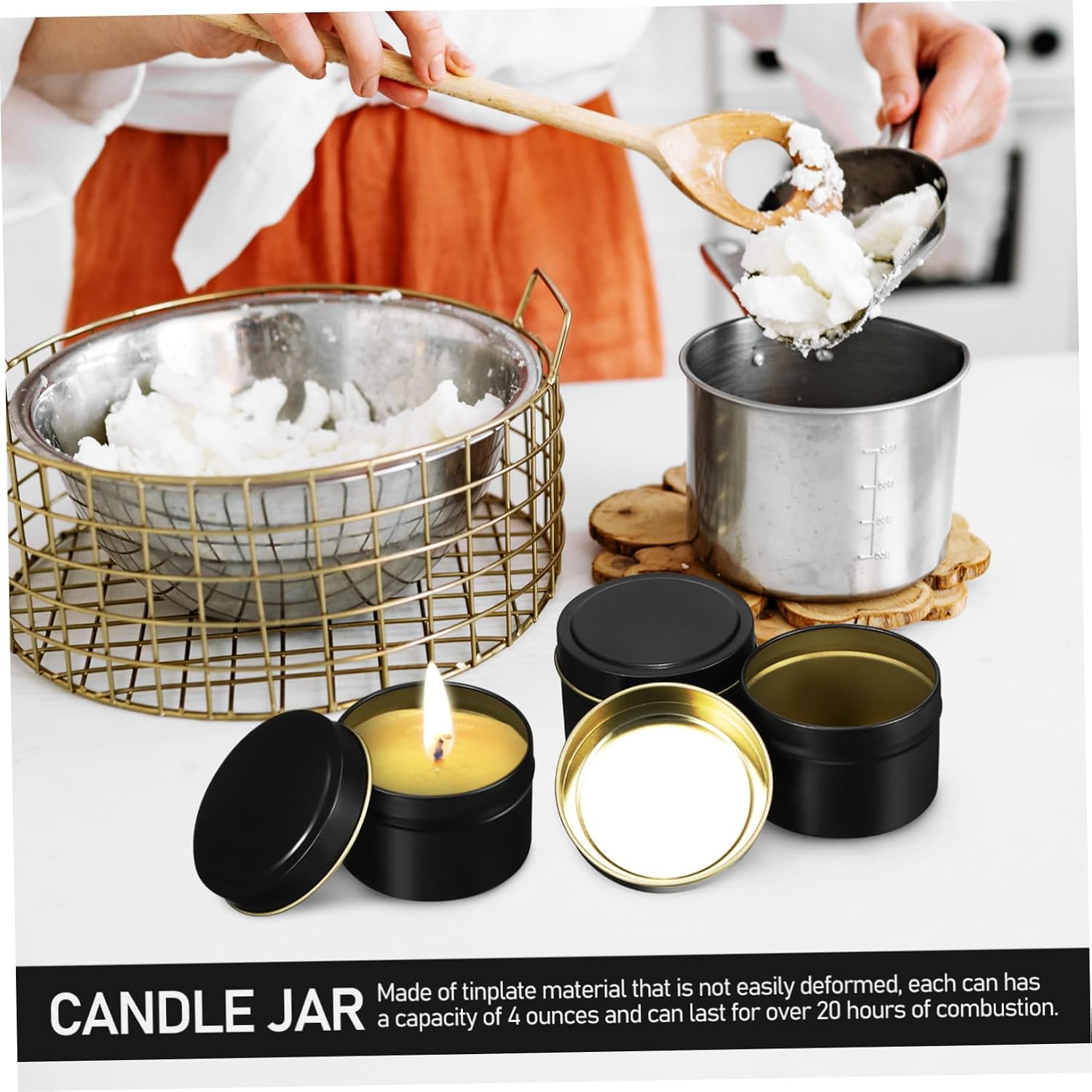 24pcs Tinplate Candle Jars Black Round Candle Tins for Making Versatile Storage for Scented and More DIY Supplies