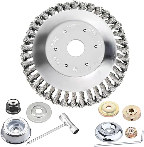 Cabezal de corte de alambre de acero de 10 pulgadas irrompible con alambre de cuchilla de cortadora con cable con 2 paquetes de adaptadores para