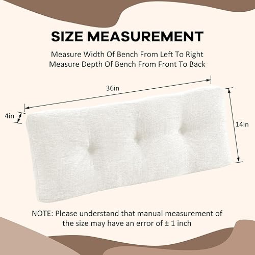 Miniatura 6 de downluxe Cojín de banco de interior para muebles de interior, cojín de asiento de banco de espuma viscoelástica con textura copetudo,