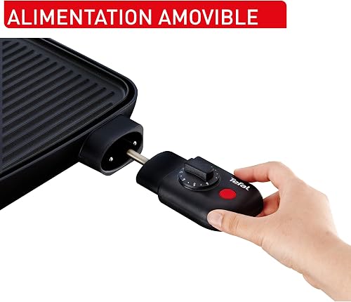 Tefal Tischgrill Malaga TG3918 | Elektrogrill | Regelbarer Thermostat | Antihaftbeschichtete Grillplatte, 2/3 Grill, 1/3 Teppanyaki | Abnehmbares Kabel | Platte+Abtropfschale spülmaschinenfest | 2000W - 5