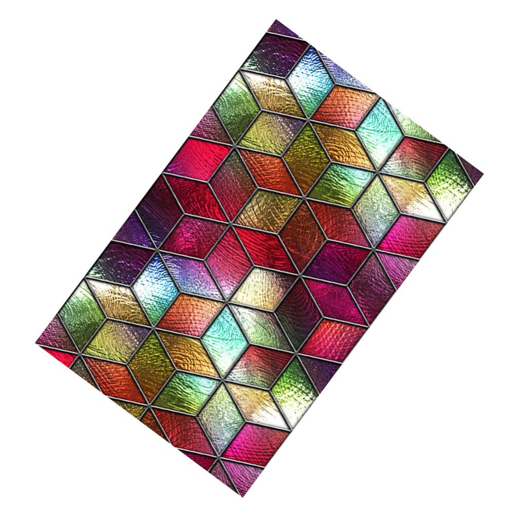 BESPORTBLE Rainbow Window Privacy Film, 3D Decorative Window Vinyl, Stained Glass Window Decals, Non- Adhesive Static Window Film Glue Free Window Mural