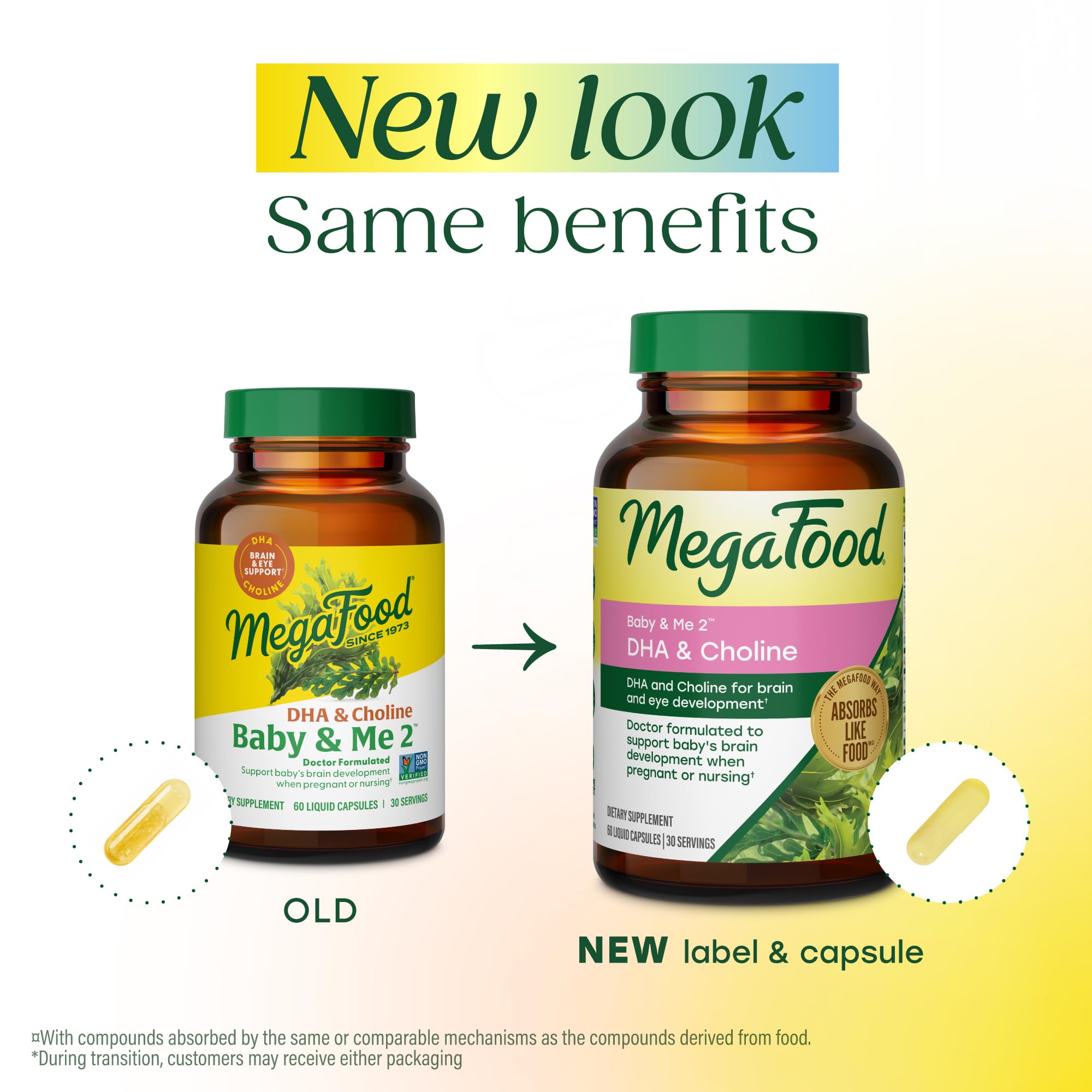MegaFood Baby & Me 2 DHA & Choline Prenatal Vitamins, 60 Liquid Capsules — Amazon image 2
