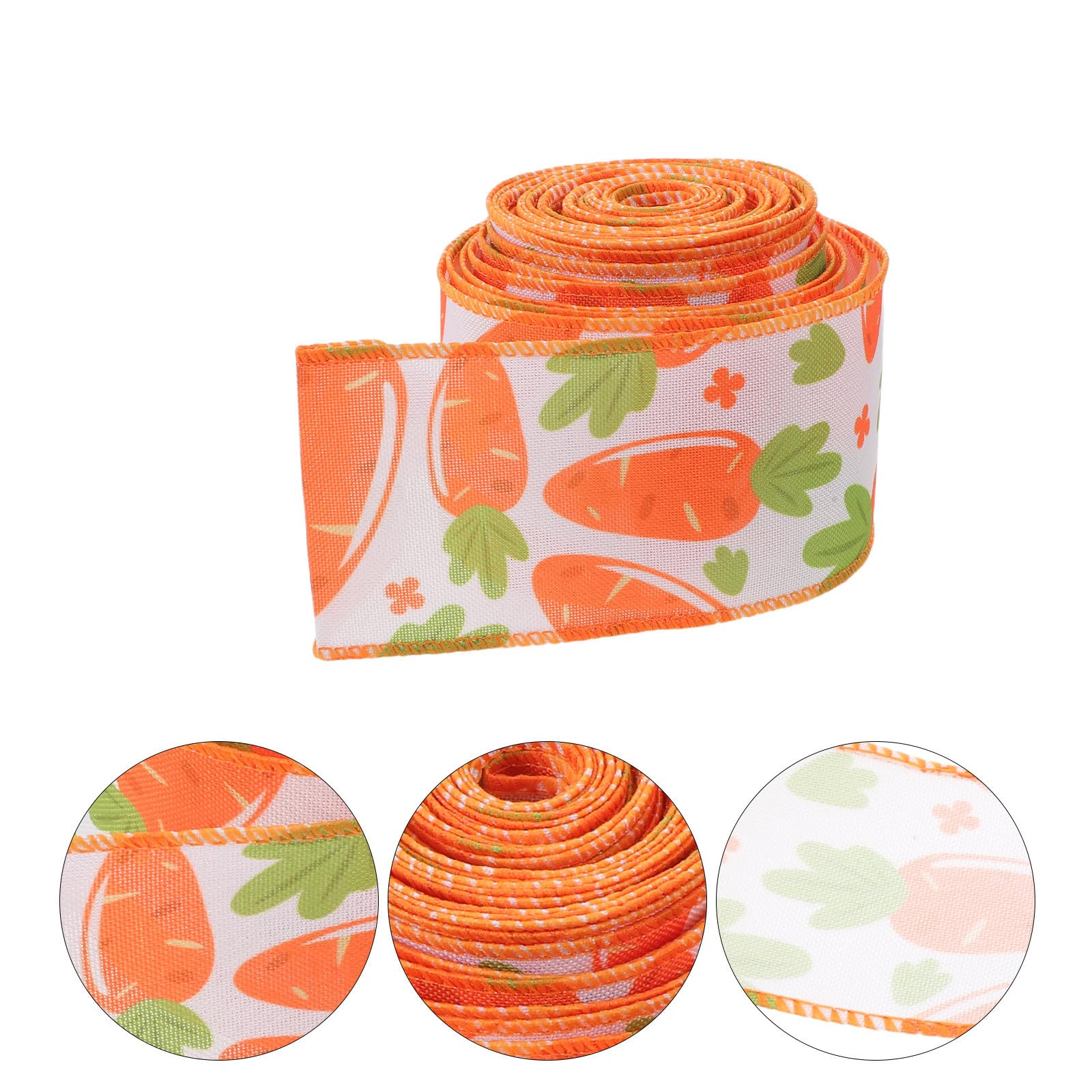 Tofficu 5 Stück Osterband mit Drahtkante aus Polyester und Eisen 6,35cm Breit Vielseitig Einsetzbares Schleifenband für Osterdekoration und Geschenkkörbe im Vintage Stil