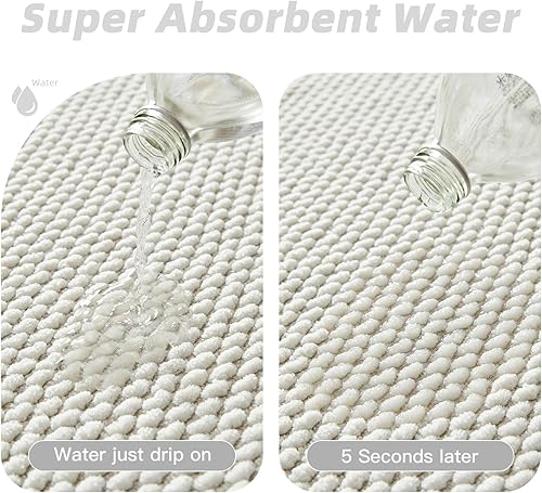 Miniatura 3 de Alfombras de baño de chenilla, antideslizantes, absorbentes, de secado rápido, delgadas, lavables, para suelo de baño, ducha, fregadero, color