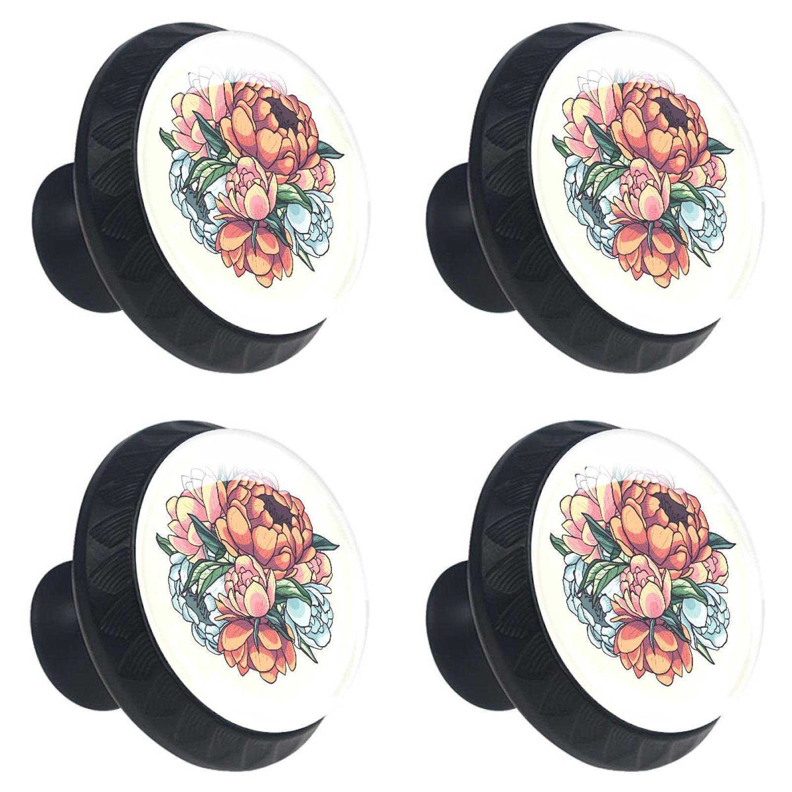 Boutons de porte vintage en bouquet de fleurs pour placard x4